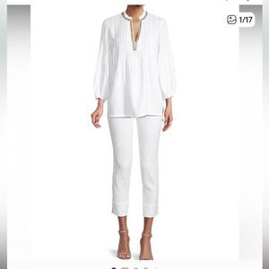 NWT 120% LINO side zip crop white pants Size XS